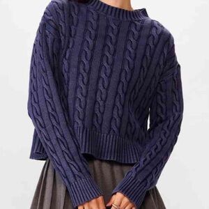Aerie chunky mini cable knit sweater NWT size L